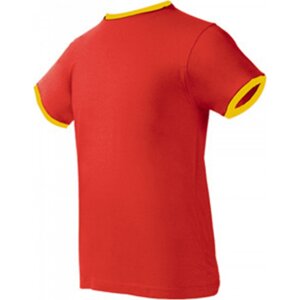 Nath Bavlněné přiléhavé slim-fit tričko Boston s kontrasními lemy 165 g/m Barva: červená - žlutá, Velikost: L NH351