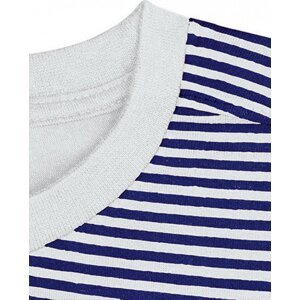 Nath Bavlněné přiléhavé slim-fit tričko Boston s kontrasními lemy 165 g/m Barva: bílá - modrá námořní, Velikost: L NH351