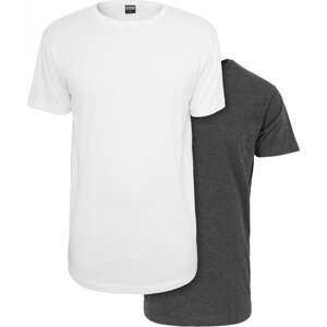 Prodloužené triko Urban Classics 2ks v balení Barva: bílá, šedá uhlová, Velikost: XXL