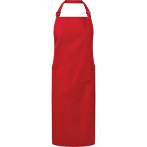 Premier Workwear Vysokogramážová fairtrade zástěra z organické bavlny, 2 boční kapsy Barva: červená (ca. Pantone 201C), Velikost: 86 x 72 cm PW120