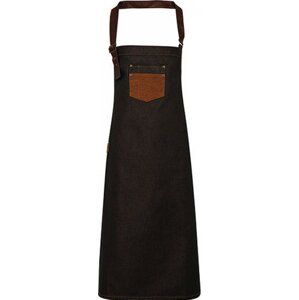 Premier Workwear Džínová zástěra s povoskovaným vodoodpudivým povrchem Barva: černá (ca. Pantone Black C)-Tan Denim (ca. Pantone 146C), Velikost: 72 x 86 cm PW136
