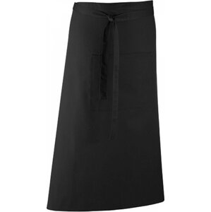 Premier Workwear Keprová dlouhá barmanská zástěra s velkou kapsou Barva: Černá, Velikost: 90 x 80 cm PW158