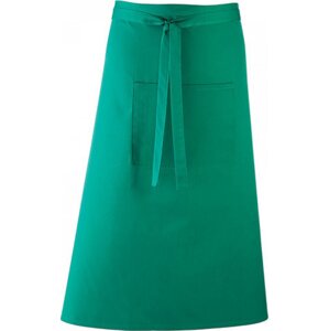 Premier Workwear Keprová dlouhá barmanská zástěra s velkou kapsou Barva: zelená emeraldová (ca. Pantone 341), Velikost: 90 x 80 cm PW158