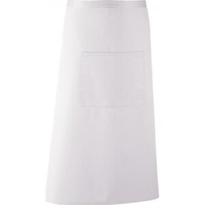 Premier Workwear Keprová dlouhá barmanská zástěra s velkou kapsou Barva: Bílá, Velikost: 90 x 80 cm PW158