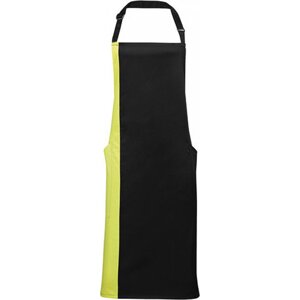 Premier Workwear Klasická zástěra s laclem s kontrastně zbarveným bočním dílem Barva: černá - zelená limetka, Velikost: 72 x 86 cm PW162
