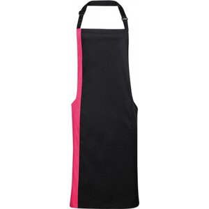 Premier Workwear Klasická zástěra s laclem s kontrastně zbarveným bočním dílem Barva: černá - růžová, Velikost: 72 x 86 cm PW162