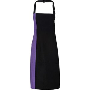 Premier Workwear Klasická zástěra s laclem s kontrastně zbarveným bočním dílem Barva: černá - fialová, Velikost: 72 x 86 cm PW162