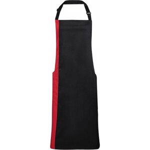 Premier Workwear Klasická zástěra s laclem s kontrastně zbarveným bočním dílem Barva: černá - červená, Velikost: 72 x 86 cm PW162