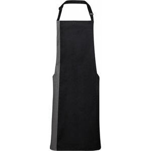 Premier Workwear Klasická zástěra s laclem s kontrastně zbarveným bočním dílem Barva: černá - šedá, Velikost: 72 x 86 cm PW162