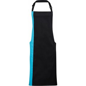 Premier Workwear Klasická zástěra s laclem s kontrastně zbarveným bočním dílem Barva: černá - modrá azurová, Velikost: 72 x 86 cm PW162