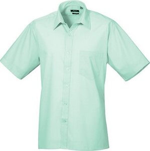 Pánská popelínová pracovní košile Premier Workwear s krátkým rukávem Barva: modrá blankytná, Velikost: 37 (14H) PW202