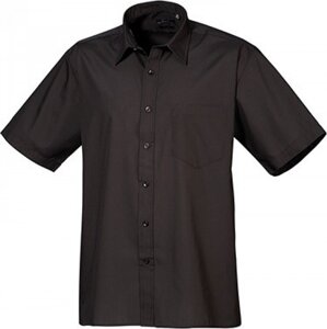 Pánská popelínová pracovní košile Premier Workwear s krátkým rukávem Barva: Černá, Velikost: 42 (16H) PW202