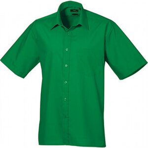 Pánská popelínová pracovní košile Premier Workwear s krátkým rukávem Barva: Zelená emeraldová, Velikost: 37 (14H) PW202
