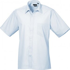 Pánská popelínová pracovní košile Premier Workwear s krátkým rukávem Barva: modrá světlá, Velikost: 39,5 (15H) PW202