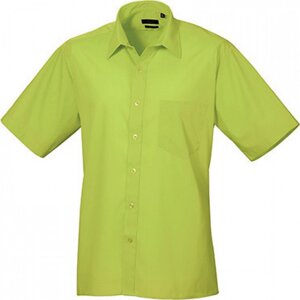 Pánská popelínová pracovní košile Premier Workwear s krátkým rukávem Barva: Limetková světlá, Velikost: 38 (15) PW202