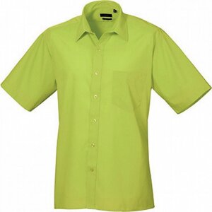 Pánská popelínová pracovní košile Premier Workwear s krátkým rukávem Barva: Limetková světlá, Velikost: 48 (19) PW202