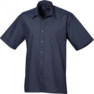 Pánská popelínová pracovní košile Premier Workwear s krátkým rukávem Barva: modrá námořní, Velikost: 37 (14H) PW202