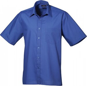 Pánská popelínová pracovní košile Premier Workwear s krátkým rukávem Barva: modrá královská, Velikost: 43 (17) PW202