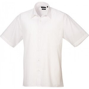 Pánská popelínová pracovní košile Premier Workwear s krátkým rukávem Barva: Bílá, Velikost: 37 (14H) PW202