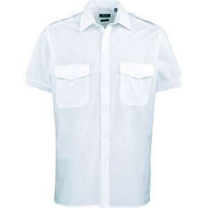 Premier Workwear Pánská košile Pilot s krátkým rukávem a dvěma náprsními kapsami Barva: modrá světlá, Velikost: S/M PW212