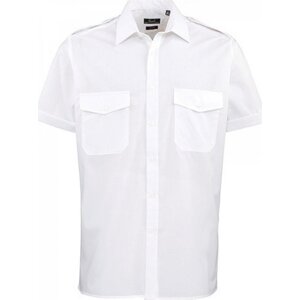Premier Workwear Pánská košile Pilot s krátkým rukávem a dvěma náprsními kapsami Barva: Bílá, Velikost: S/M PW212