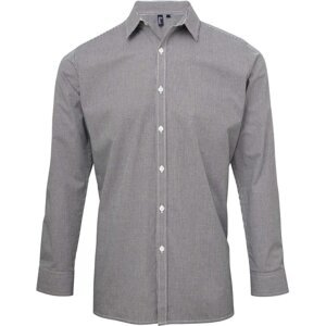 Premier Workwear Pánská popelínová košile Gingham s drobným kostkovaným vzorem Barva: černá - bílá, Velikost: L PW220