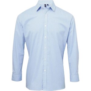 Premier Workwear Pánská popelínová košile Gingham s drobným kostkovaným vzorem Barva: modrá světlá - bílá, Velikost: 3XL PW220