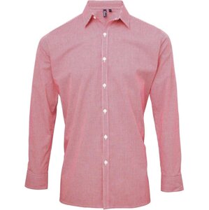 Premier Workwear Pánská popelínová košile Gingham s drobným kostkovaným vzorem Barva: červená - bílá, Velikost: 3XL PW220