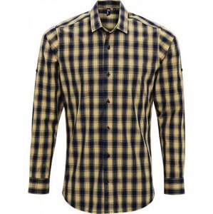 Premier Workwear Pánská kostkovaná košile Mulligan s dlouhým rukávem Barva: Camel (ca. Pantone 132)-Navy, Velikost: 3XL PW250