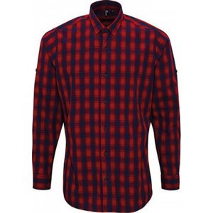 Premier Workwear Pánská kostkovaná košile Mulligan s dlouhým rukávem Barva: červená - modrá námořní, Velikost: M PW250