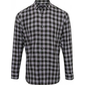 Premier Workwear Pánská kostkovaná košile Mulligan s dlouhým rukávem Barva: modrá ocelová - černá, Velikost: 3XL PW250