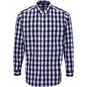 Premier Workwear Pánská kostkovaná košile Mulligan s dlouhým rukávem Barva: bílá - modrá námořní, Velikost: 3XL PW250