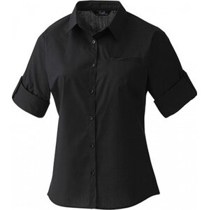Premier Workwear Dámská pracovní košile s ohrnutým rukávkem na knoflík Barva: Černá, Velikost: S PW306