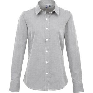 Premier Workwear Dámská popelínová košile Gingham s drobným kostkovaným vzorem Barva: černá - bílá, Velikost: 3XL PW320