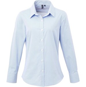 Premier Workwear Dámská popelínová košile Gingham s drobným kostkovaným vzorem Barva: modrá světlá - bílá, Velikost: 3XL PW320