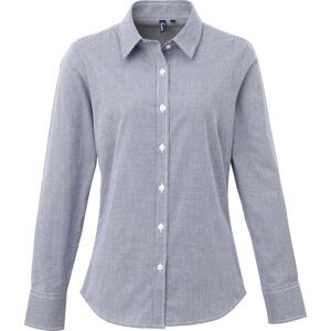 Premier Workwear Dámská popelínová košile Gingham s drobným kostkovaným vzorem Barva: modrá námořní - bílá, Velikost: 3XL PW320