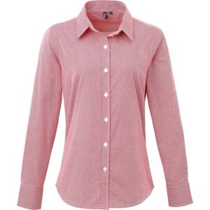 Premier Workwear Dámská popelínová košile Gingham s drobným kostkovaným vzorem Barva: červená - bílá, Velikost: 3XL PW320