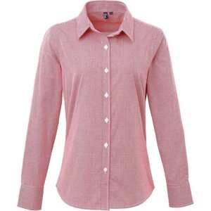 Premier Workwear Dámská popelínová košile Gingham s drobným kostkovaným vzorem Barva: červená - bílá, Velikost: M PW320