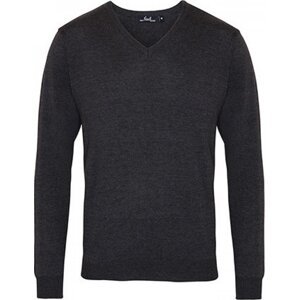 Premier Workwear Pánský pletený svetr s výstřihem do véčka Barva: šedá uhlová, Velikost: 3XL PW694
