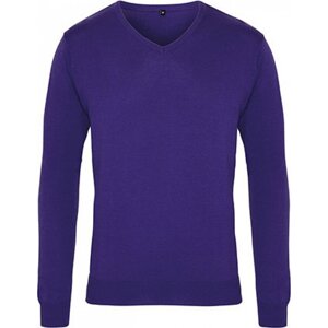 Premier Workwear Pánský pletený svetr s výstřihem do véčka Barva: Fialová, Velikost: 3XL PW694