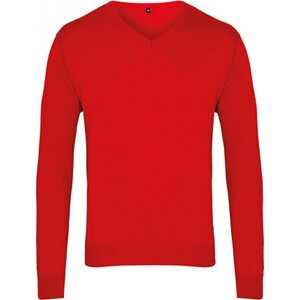 Premier Workwear Pánský pletený svetr s výstřihem do véčka Barva: Červená, Velikost: XXL PW694