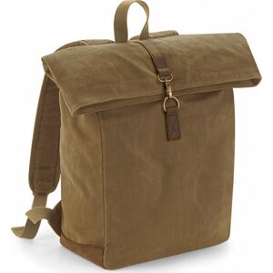 Quadra Nepromokavý plátěný rolovací retro batoh s kovovou přezkou na notebook do 15,6" Barva: béžová písková, Velikost: 30 x 40 x 14 cm QD655