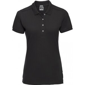 Prodloužené dámské strečové polo tričko Russell s rozparky Barva: Černá, Velikost: L Z566F