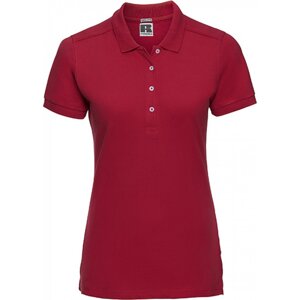 Prodloužené dámské strečové polo tričko Russell s rozparky Barva: červená klasická, Velikost: L Z566F