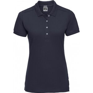 Prodloužené dámské strečové polo tričko Russell s rozparky Barva: modrá námořní, Velikost: L Z566F