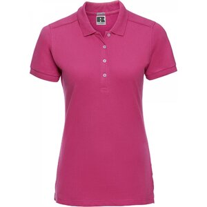 Prodloužené dámské strečové polo tričko Russell s rozparky Barva: Růžová fuchsiová, Velikost: M Z566F