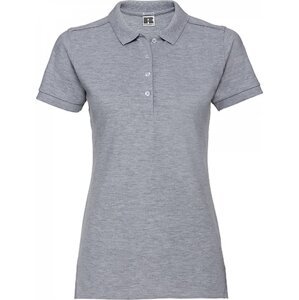 Prodloužené dámské strečové polo tričko Russell s rozparky Barva: šedá oxfordská světlá melír, Velikost: XXL Z566F