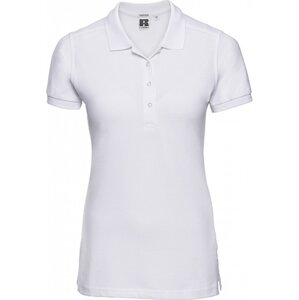 Prodloužené dámské strečové polo tričko Russell s rozparky Barva: Bílá, Velikost: M Z566F
