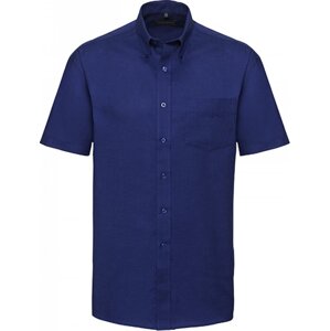 Russell Collection Profesní pánská košile Oxford Russell s krátkým rukávem Barva: Modrá výrazná, Velikost: 3XL (47/48) Z933