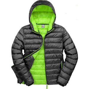 Result Kontrastní pánská bunda Snow Bird s nastavitelnou kapucí Barva: černá - zelená limetka, Velikost: L RT194M